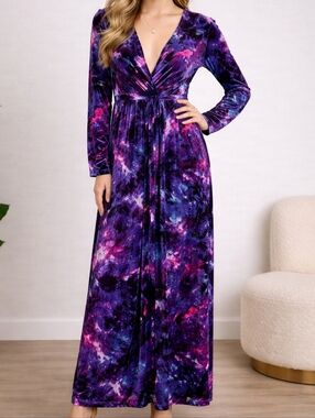 Rachel Pally long sleeved Kaftan dress in purple size XS